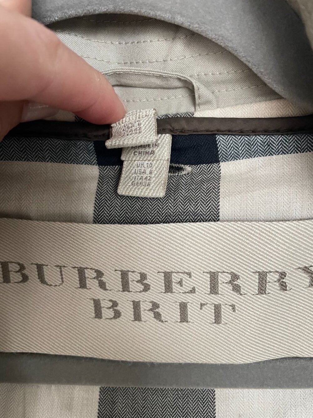 Burberry Brit Tan Double Breasted Short Cotton Trench Coat with Vest Size 8 - Picture 4 of 13